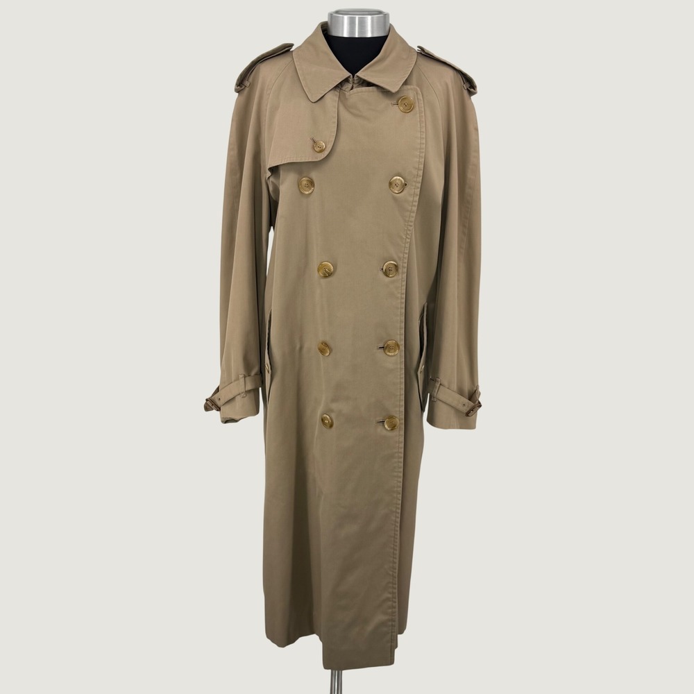 Vintage Burberrys Trench Coat Tan Khaki Double Breasted Made in England Men 42L